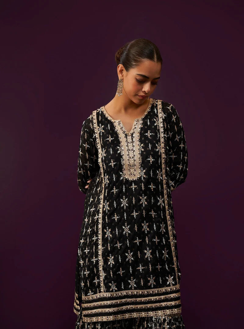Mehreen Black Banarasi Kurta & Garara Set