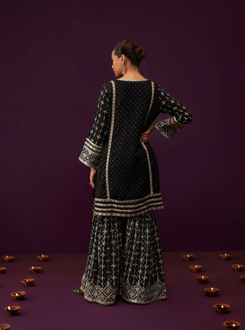 Mehreen Black Banarasi Kurta & Garara Set