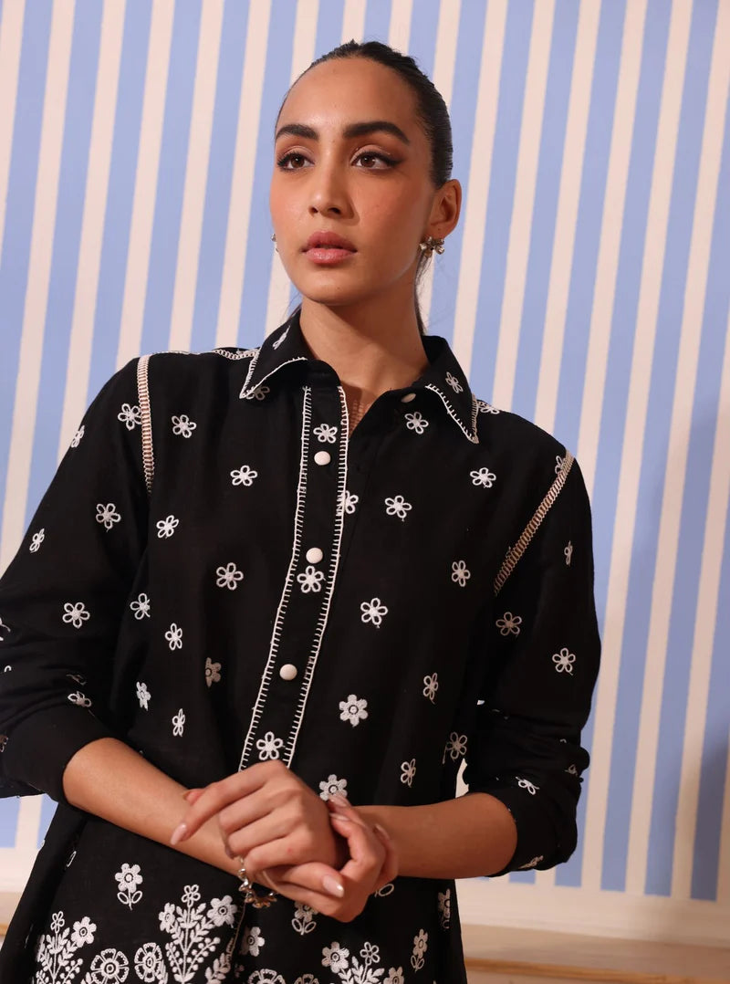 Clement Black Linen Shirt & Saelys Pant Set