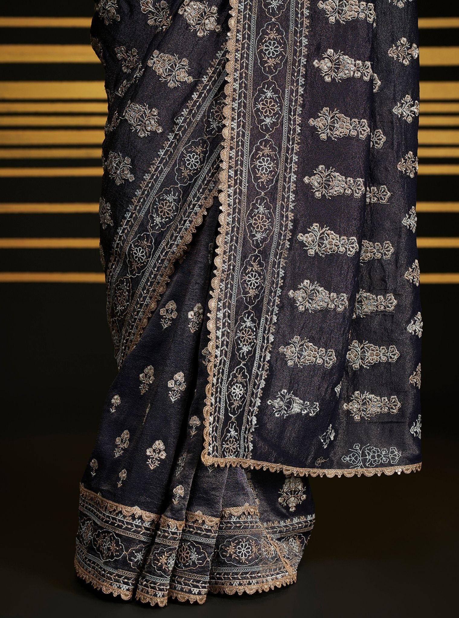 Royal Tissue Rangrez Navy Saree