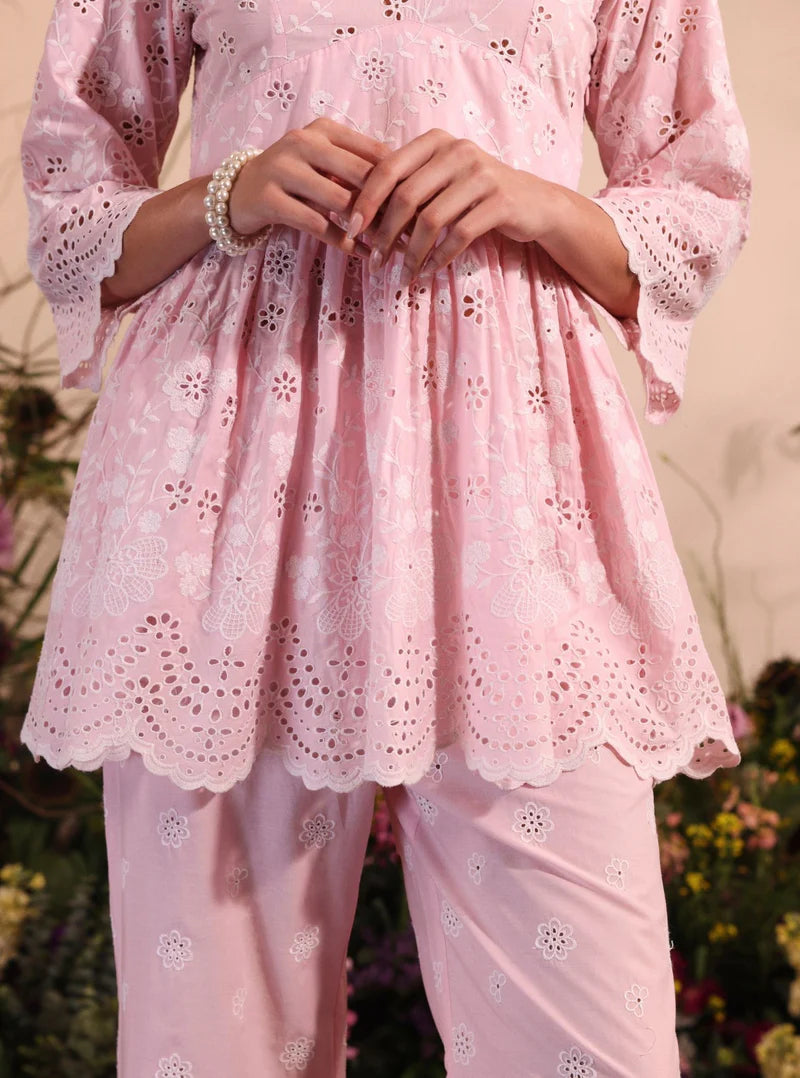 Dica Light Pink Cotton Top & Pant Set