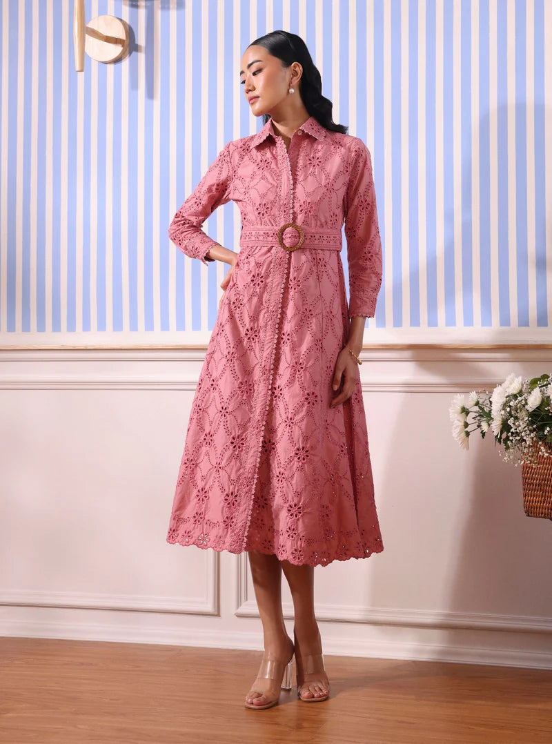 Cotton Astrid Salmon Pink Dress