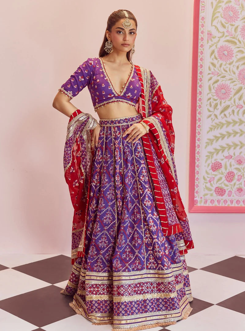 Bemberg Silk Anton Purple Lehenga