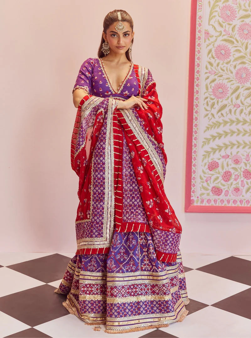 Bemberg Silk Anton Purple Lehenga