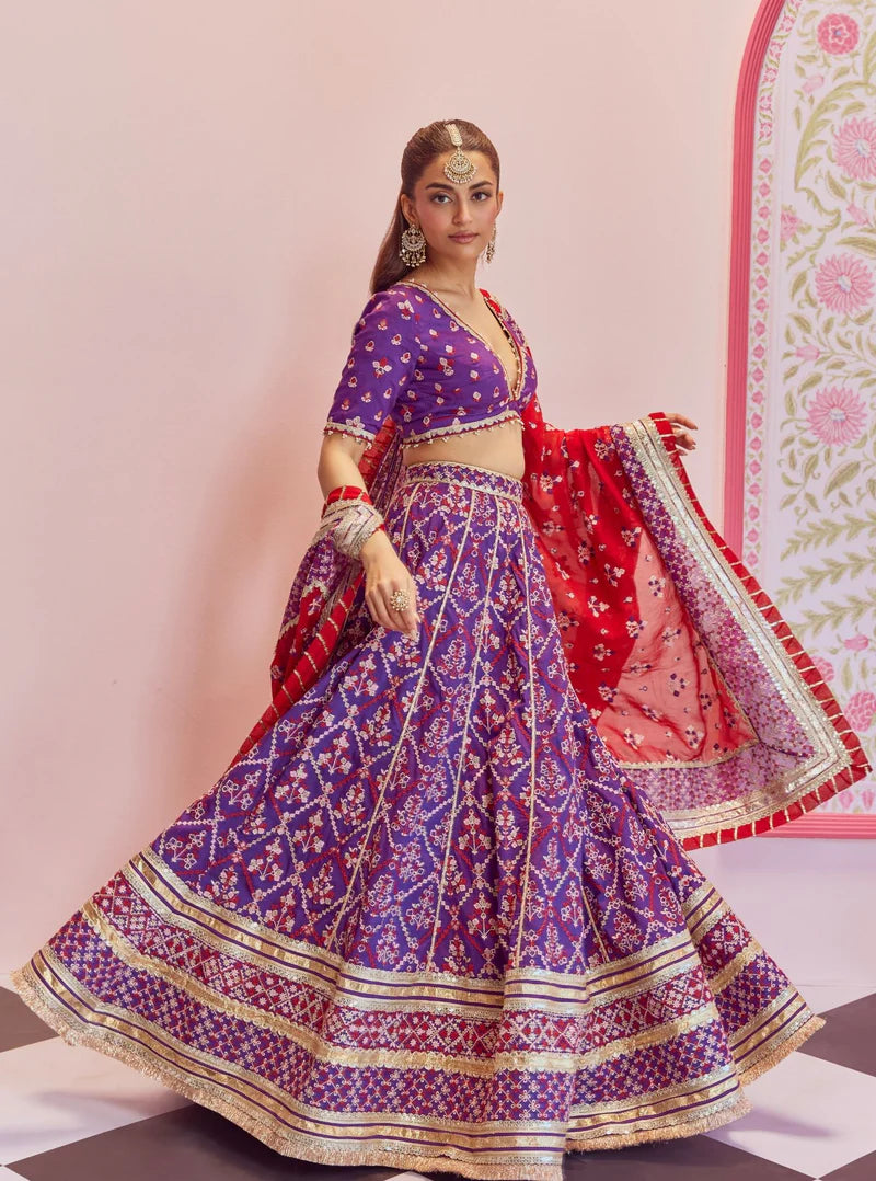Bemberg Silk Anton Purple Lehenga