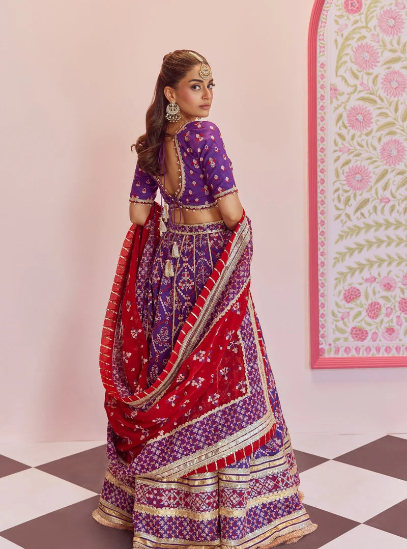 Bemberg Silk Anton Purple Lehenga
