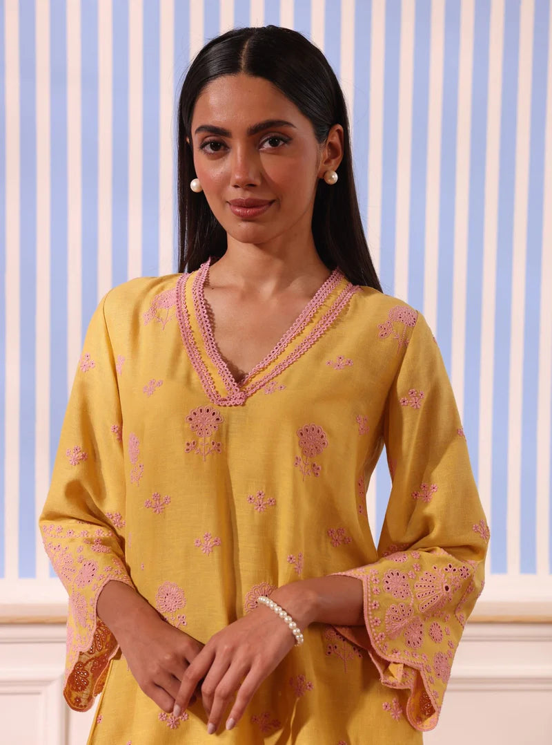 Billie Yellow Linen Top & Pant Set