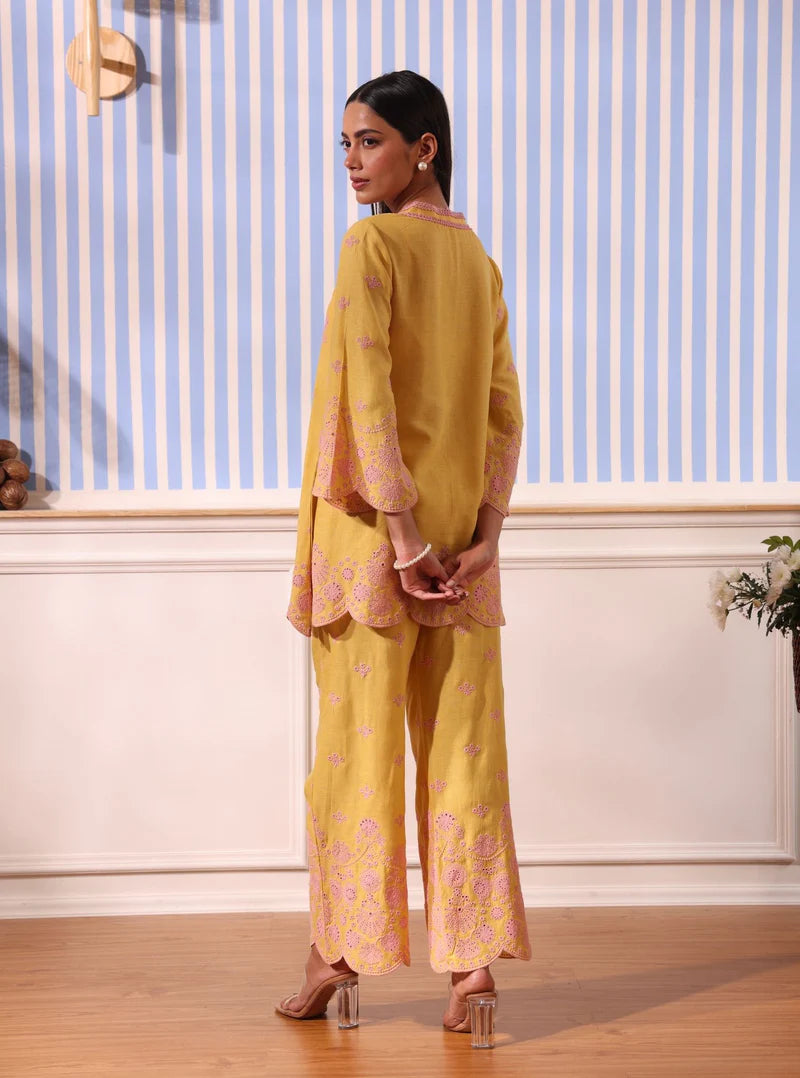 Billie Yellow Linen Top & Pant Set