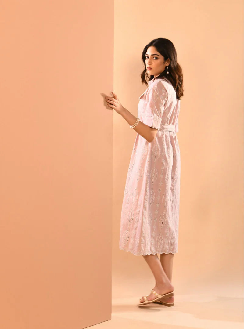 Dusty Pink Cotton Long Dress