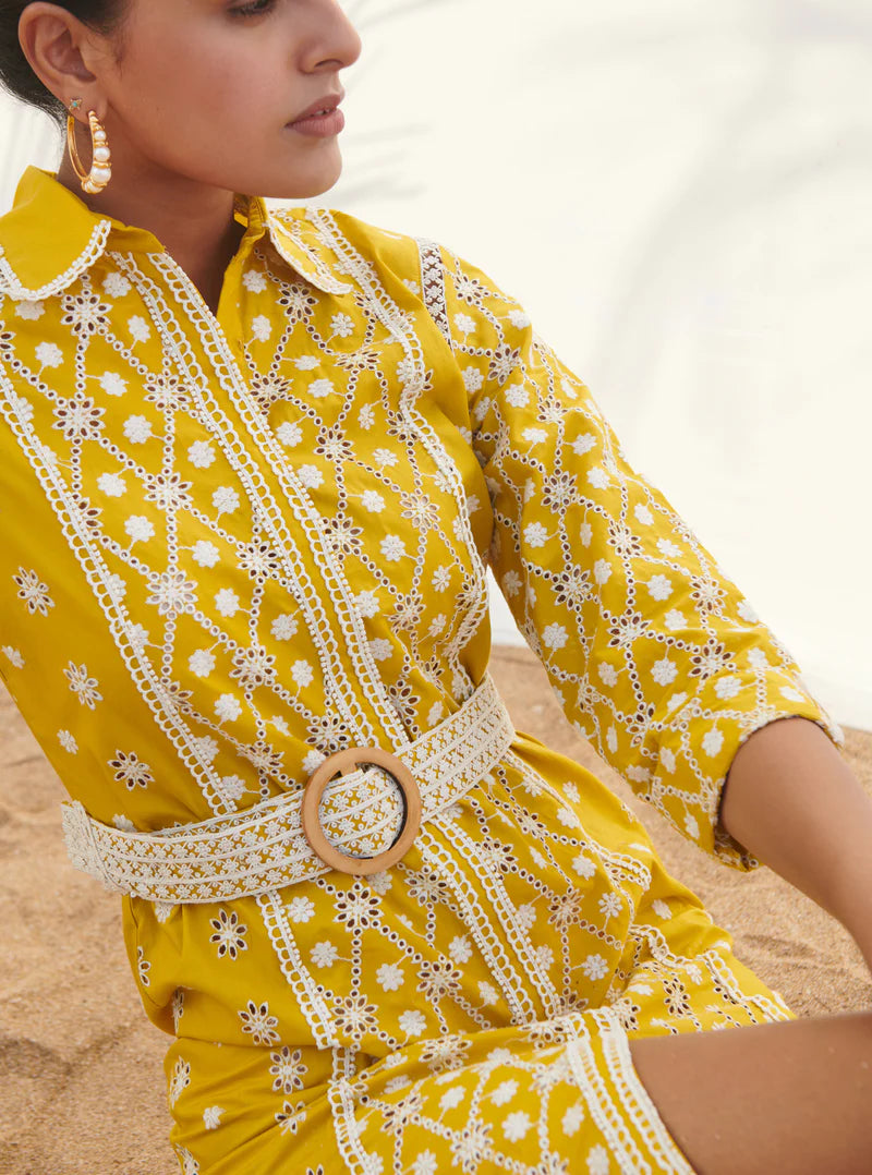 Cotton Periwinkle Yellow Dress