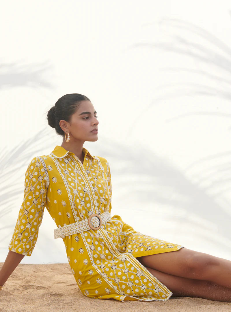 Cotton Periwinkle Yellow Dress