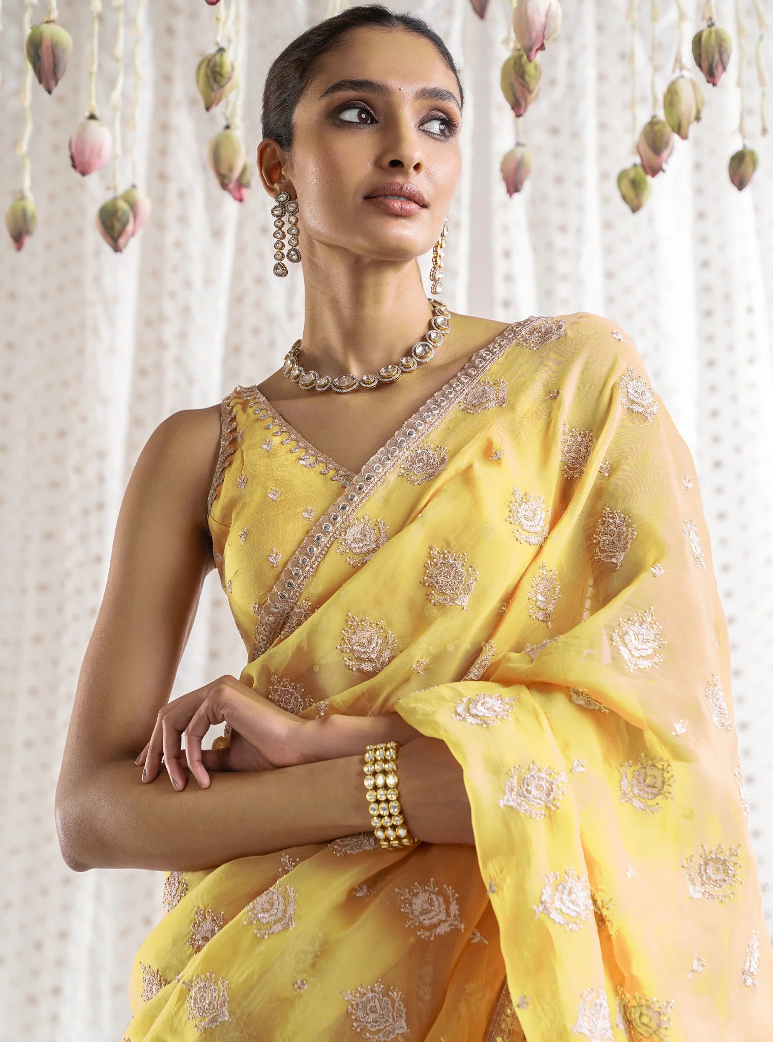 Organza Savani Yellow Saree