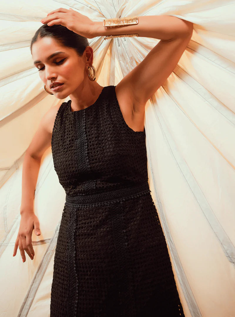 Cotton Guipure Skye Black Dress