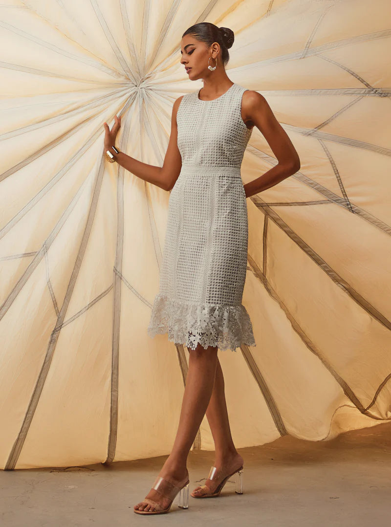 Cotton Guipure Skye White Dress