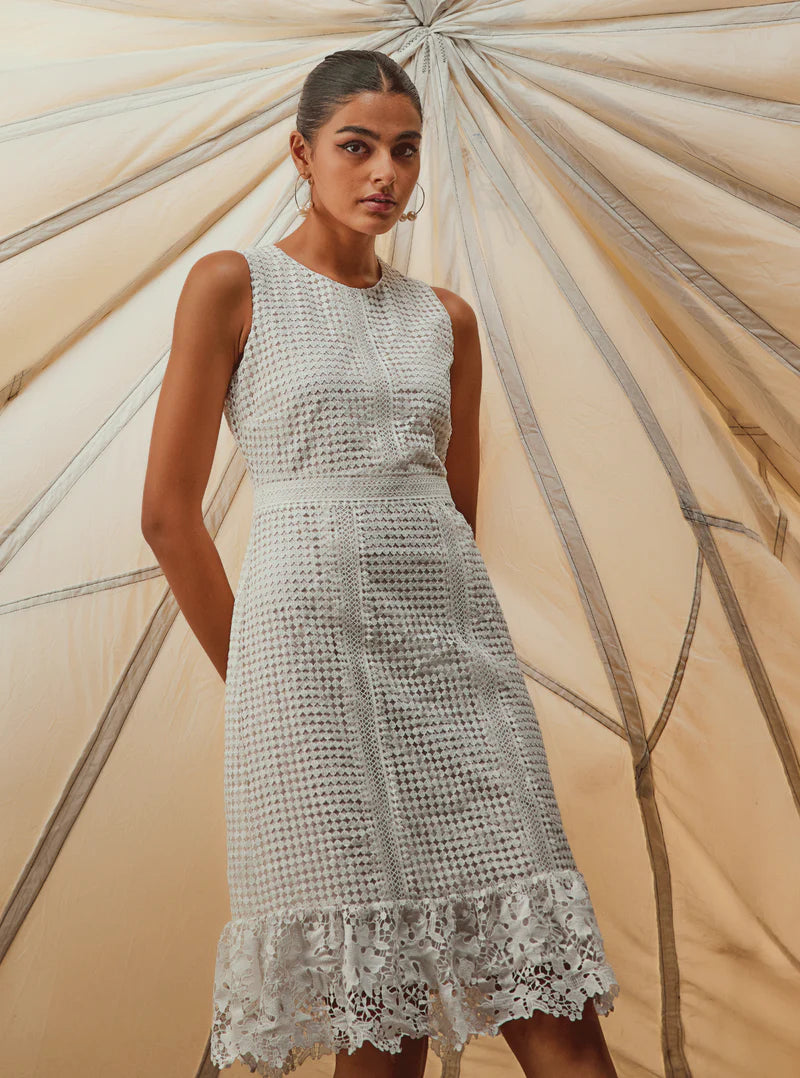 Cotton Guipure Skye White Dress