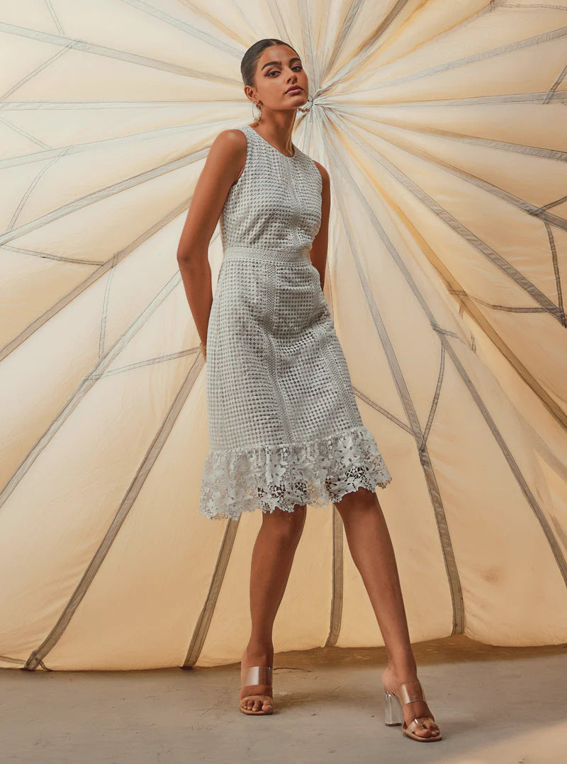 Cotton Guipure Skye White Dress